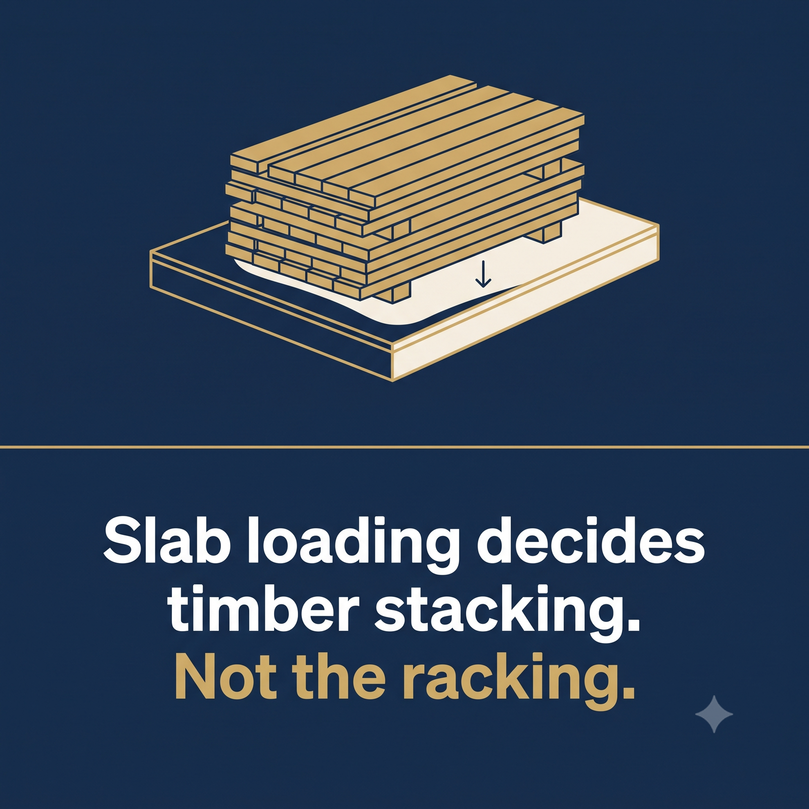 Slab loading decides timber stacking — not the racking