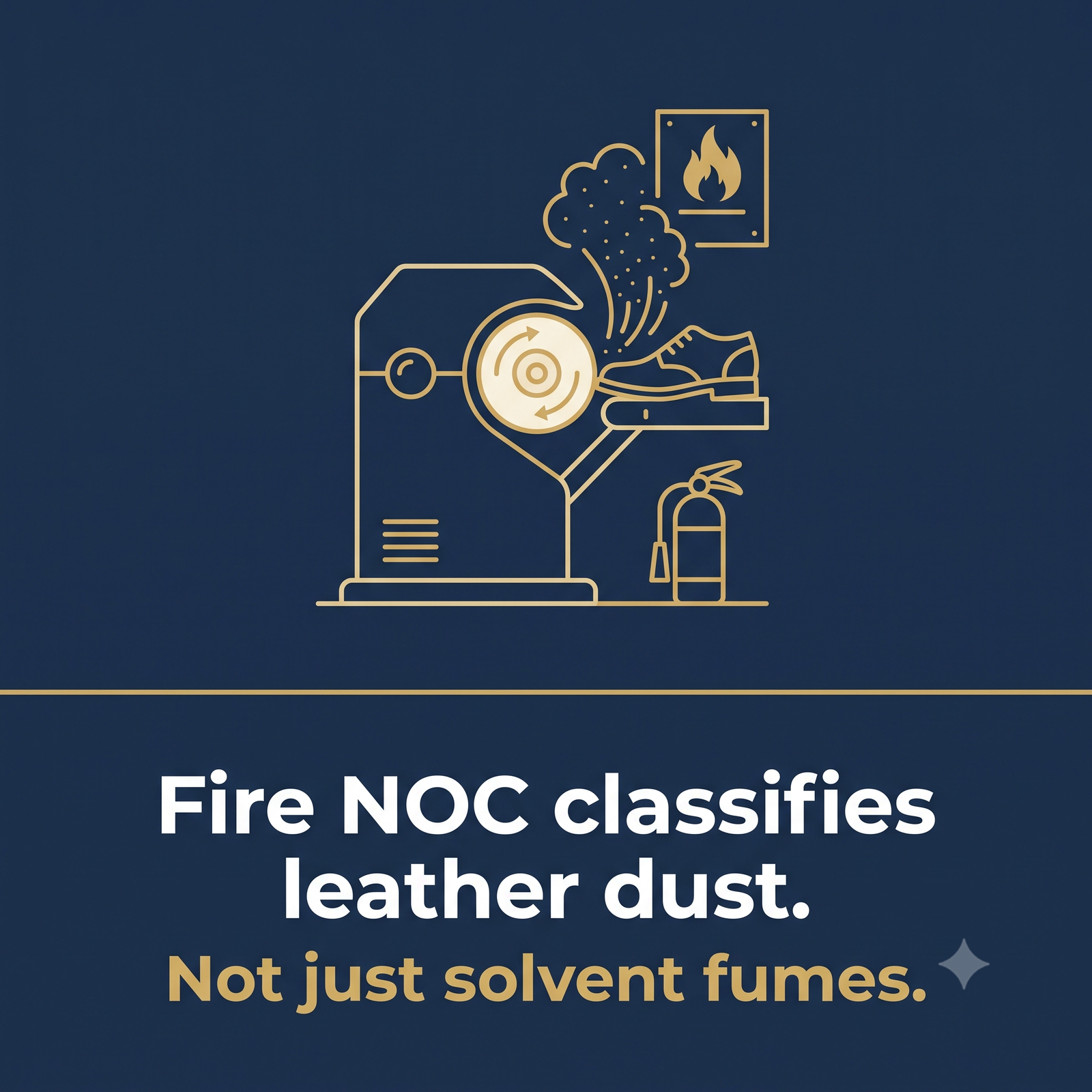 Fire NOC classifies leather dust — not just solvent fumes