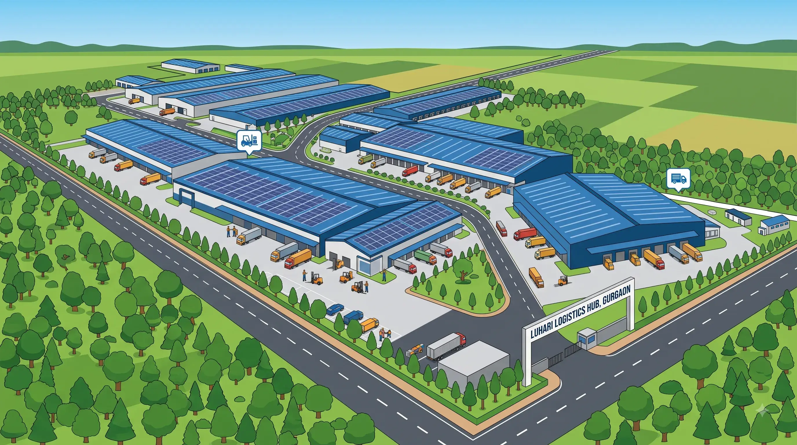 Sector 18 small-format warehouse unit and city-scale compound